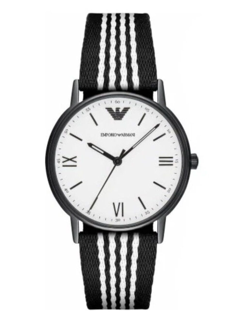 Emporio Armani AR80004 Black Case White Dial Nylon Band Men's Watch